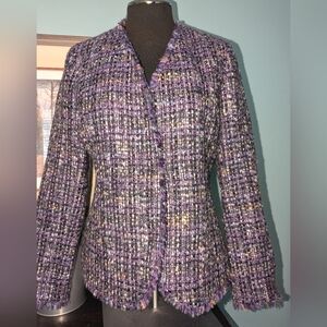 Doncaster Women's Tweed Jacket, Size 8, Purple